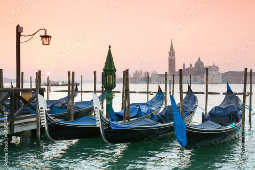 Italy, Venice, gondolas in front of San Giorgio Maggiore © tunedin