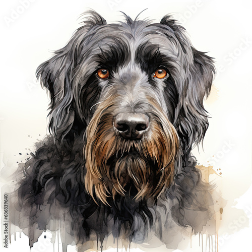 watercolor Black Russian Terrier clipart photo