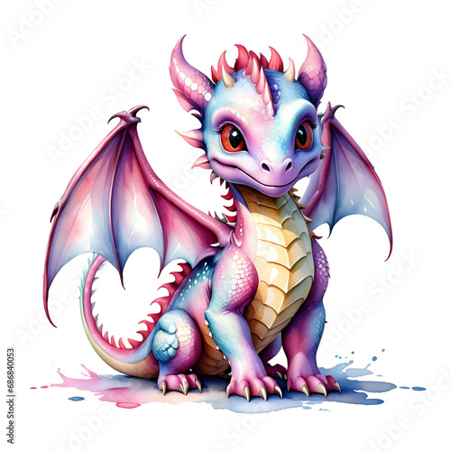 Dragon illustration, white Background, Green Dragon, colorfull Dragon