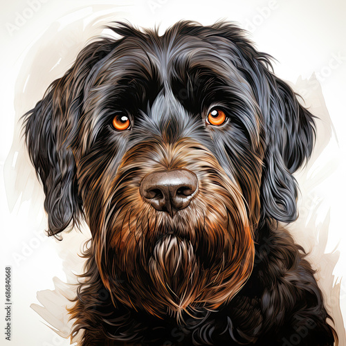 watercolor Black Russian Terrier clipart