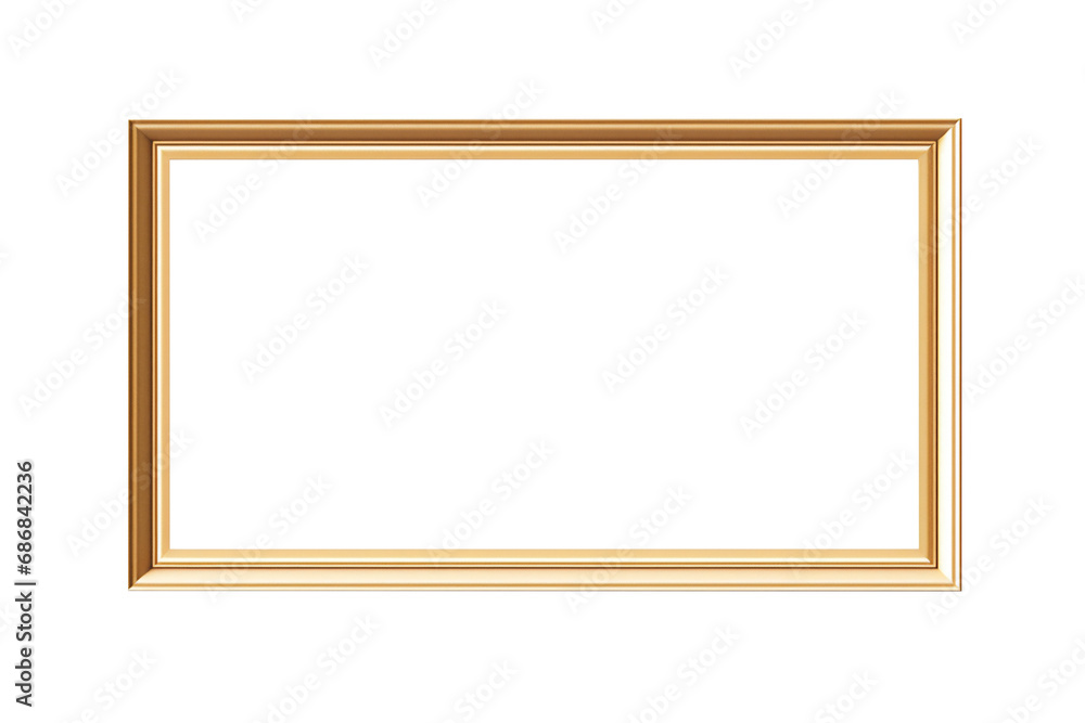 Gold gilt landscape picture frame with an empty blank canvas for use as a border or home décor, png file cut out and isolated on a transparent background, computer Generative AI stock illustration Gold gilt landscape picture frame with an empty blank canvas for use as a border or home décor, png file cut out and isolated on a transparent background, computer Generative AI stock illustration