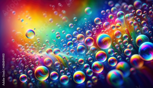 Colorful Soap Bubbles Reflecting Vibrant Background 
