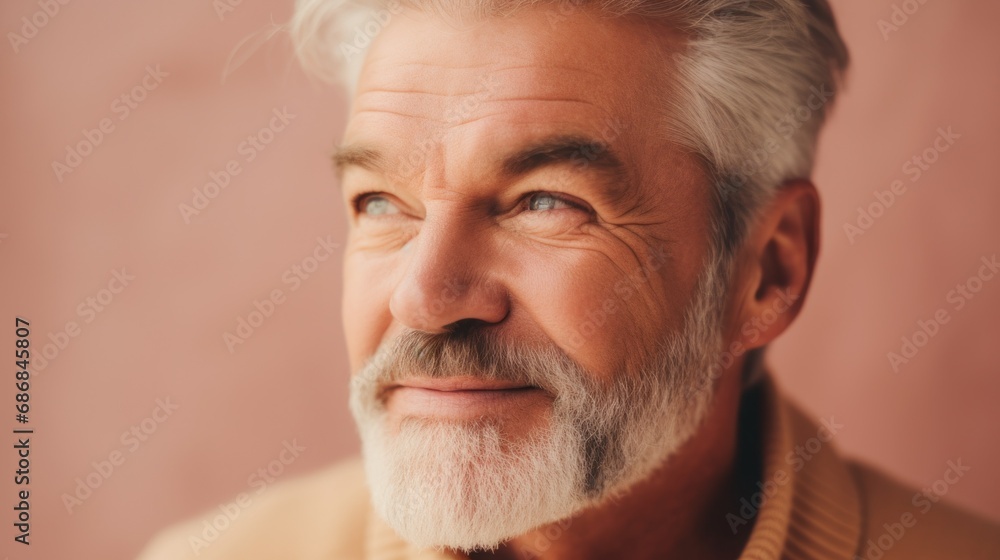 Senior gentleman poses against a bright studio background, grinning. Senior gentleman poses against a bright studio background, grinning.