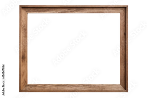 Wooden oak landscape brown  picture frame with an empty blank canvas for use as a border, png file cut out and isolated on a transparent background, computer Generative AI stock illustration  photo