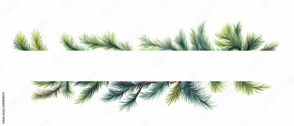 Fototapeta premium Christmas fir branches on a white background copyspace