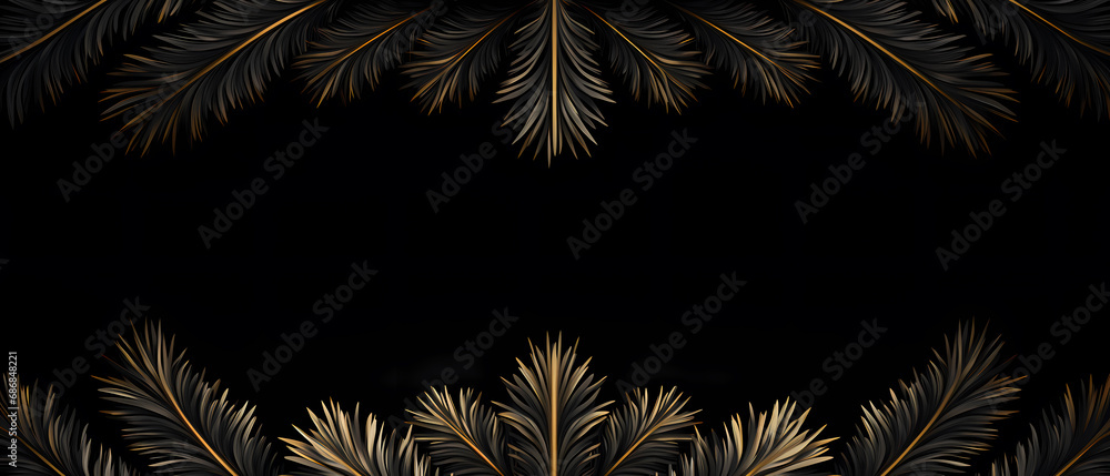 Naklejka premium Christmas fir branches on a black background - copy space