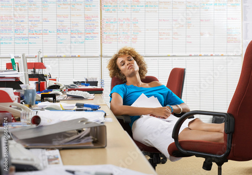 Woman Asleep On The Job photo