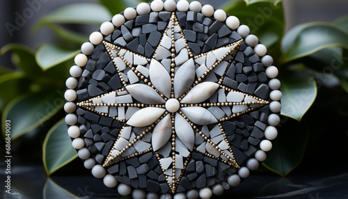 A shiny green leaf, nature elegant gift, adorns a necklace generated by AI