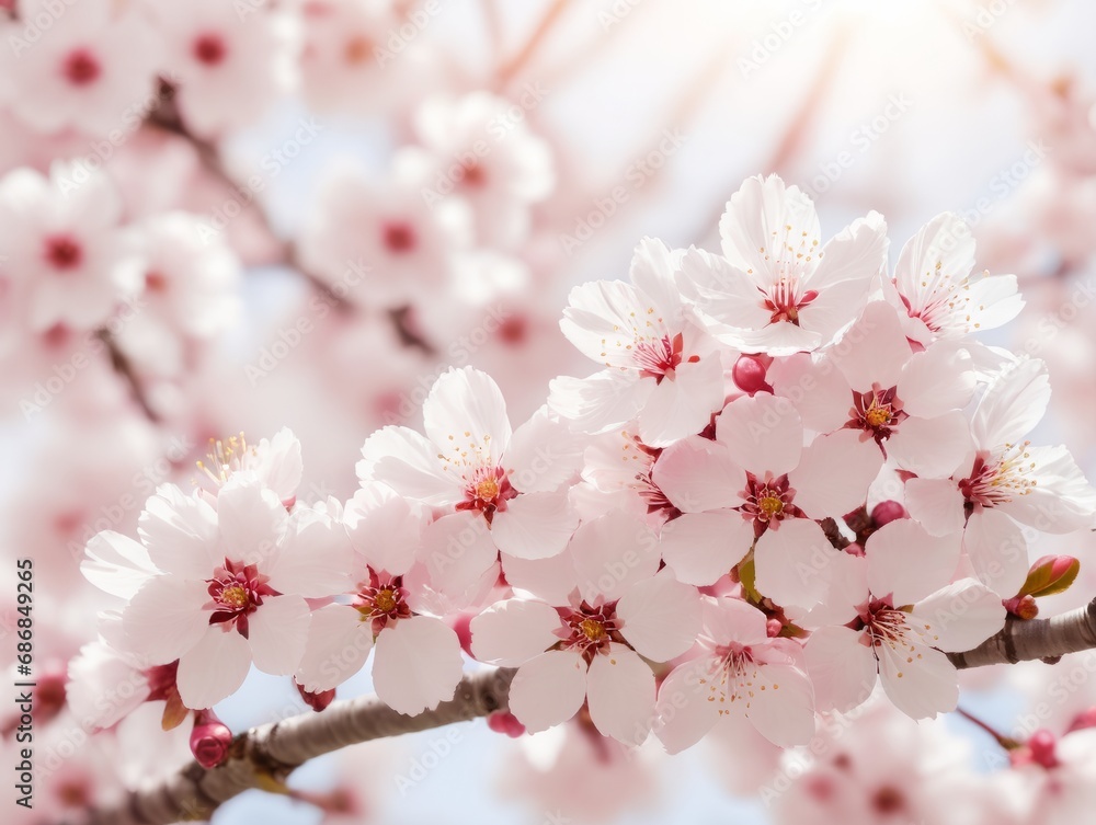 White Apple Flowers. Beautiful flowering apple trees. Background with blooming flowers in spring day.