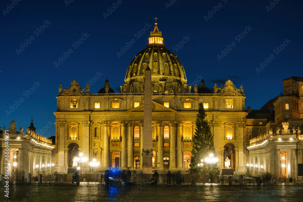 Vatican basilica at sunset Rome Italy
