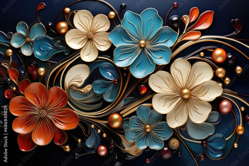 A close up of a bunch of flowers on a wall. A close up of a bunch of flowers on a wall.
