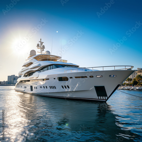 a large white yacht in the water © Alexandru