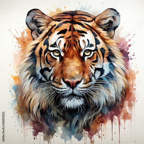 watercolor Tiger clipart  Generative Ai