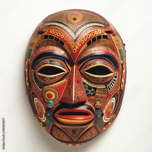 a colorful mask on a white background