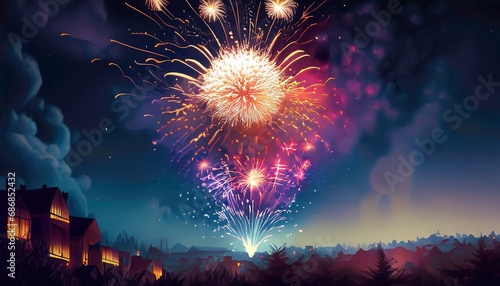 illustrated colorful fireworks suitable as a background