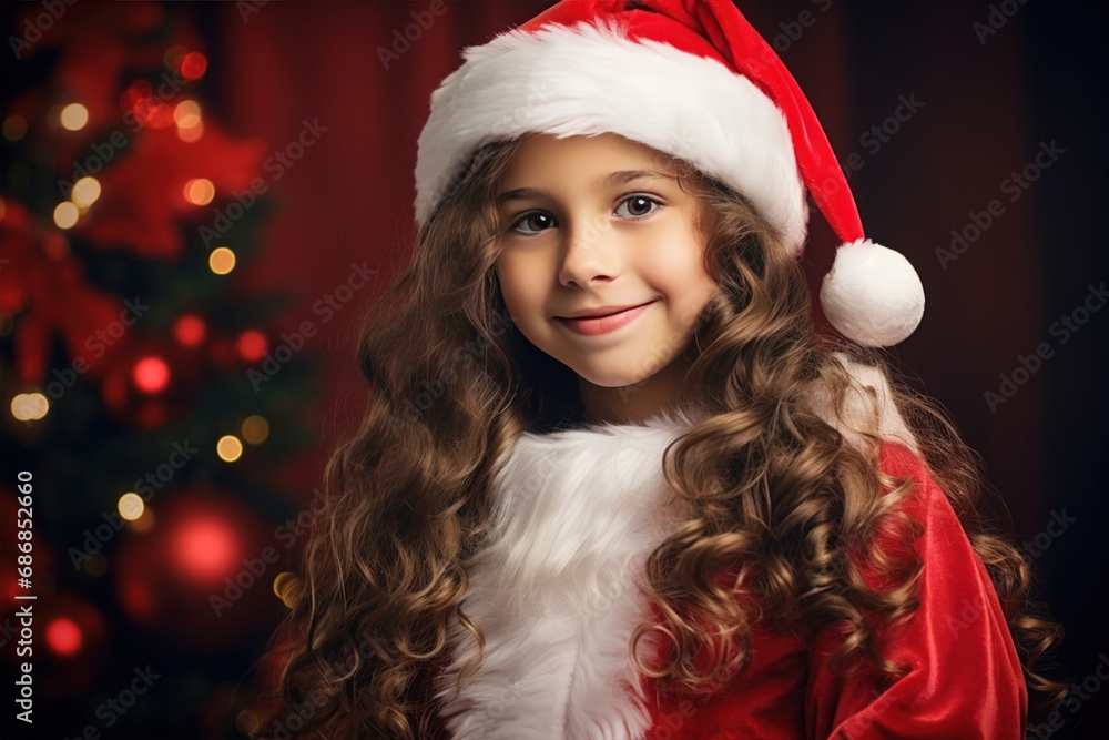 Beautiful girl in a Santa Claus hat. Young model beauty portrait. Beautiful girl in a Santa Claus hat. Young model beauty portrait.