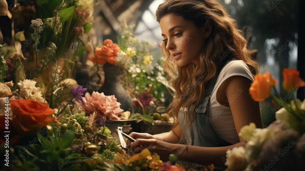 Gardening Enthusiast: A portrait of someone tending to their garden, surrounded by plants and flowers, nurturing green spaces and finding solace in nature.