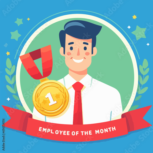 employee of the month Frame badge vector illustration. Ai Generated