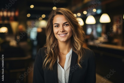 Confident Young Businesswoman in a Modern Office Setting 