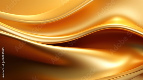 Abstract 3d background with smooth and flowing waves. Contrasting gold colors.