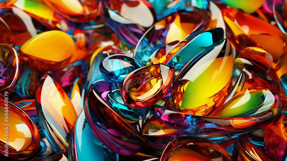 Colorful Glass 3D Object, abstract, liquid colorful glass,  wallpaper background