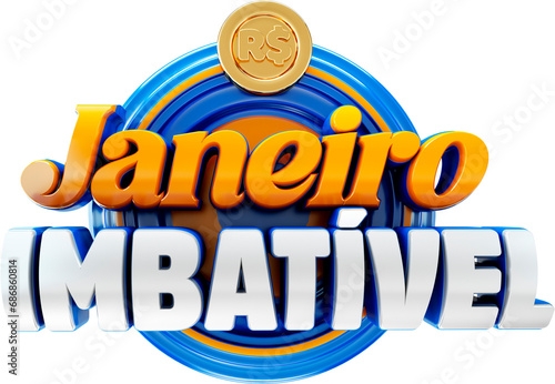 Fotografia logotipo 3d promocao desconto fecha mes de supermercado desconto mes, janeiro im