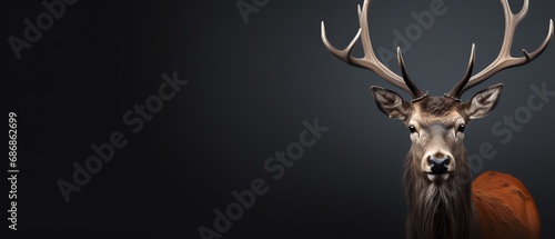 a deer with antlers on a dark background