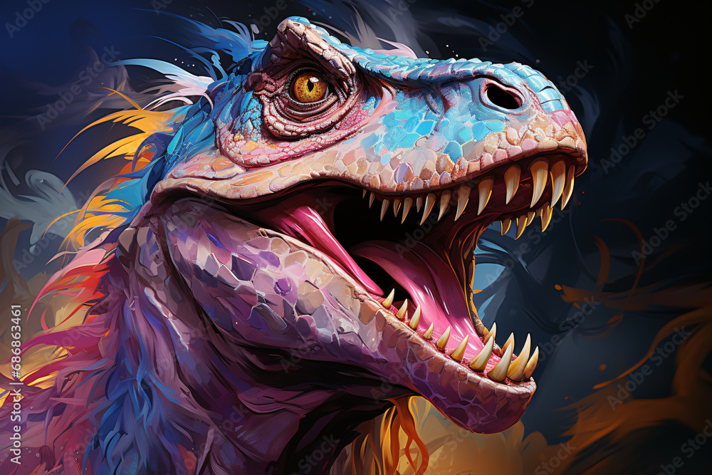 a dinosaur with an open mouth, a giant ancient lizard. an extinct reptile. colorful illustration. a dinosaur with an open mouth, a giant ancient lizard. an extinct reptile. colorful illustration.