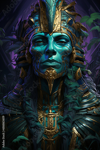 mummy of the Egyptian pharaoh, colorful illustration. portrait.