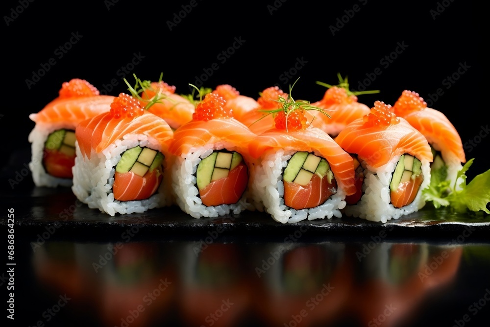 Delicate and flavorful smoked salmon sushi rolls Delicate and flavorful smoked salmon sushi rolls