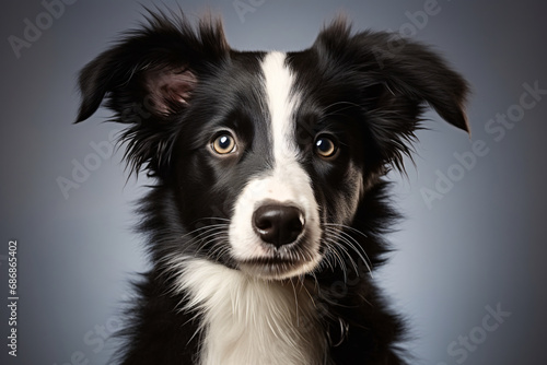 border collie puppy, pet. dog breed, black and white coat color. © MaskaRad
