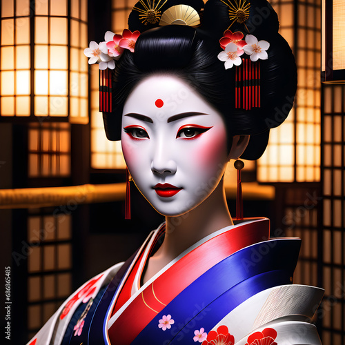 Graceful Artistry: Embracing the Elegance of Geisha and Maiko, Japanese Women Masters of Traditional Arts. generative AI