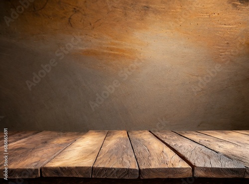 Empty old wooden shelf/table background with copy space for text, design or to exhibit product