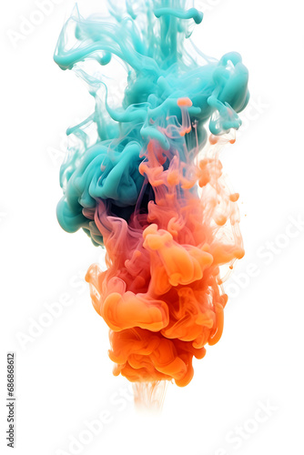 Colorful Rainbow smoke explosion, multi color dust flame smoke on white background 