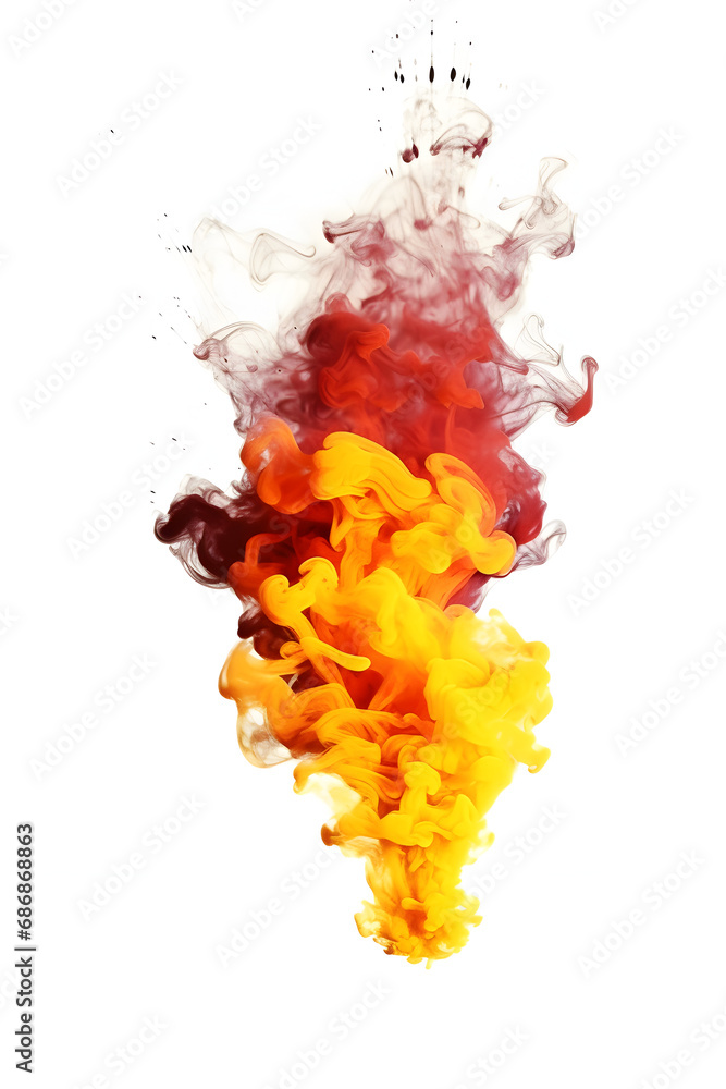 Yellow and Red flame smoke rises, smoke explosion flame shape Yellow and Red flame smoke rises, smoke explosion flame shape