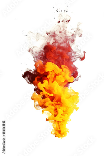 Yellow and Red flame smoke rises, smoke explosion flame shape 