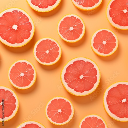 a pattern of orange pieces on pink background minimalist images trompe loeil fruitpunk