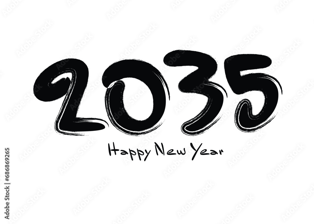 2035 Happy new year black vector illustration, numbers handwritten calligraphy, 2035 year vector, New year celebration, 2035 Number design on white background, typography lettering text vector 2035 Happy new year black vector illustration, numbers handwritten calligraphy, 2035 year vector, New year celebration, 2035 Number design on white background, typography lettering text vector