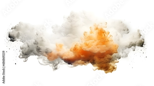 Grey Red smoke cloud on white background 