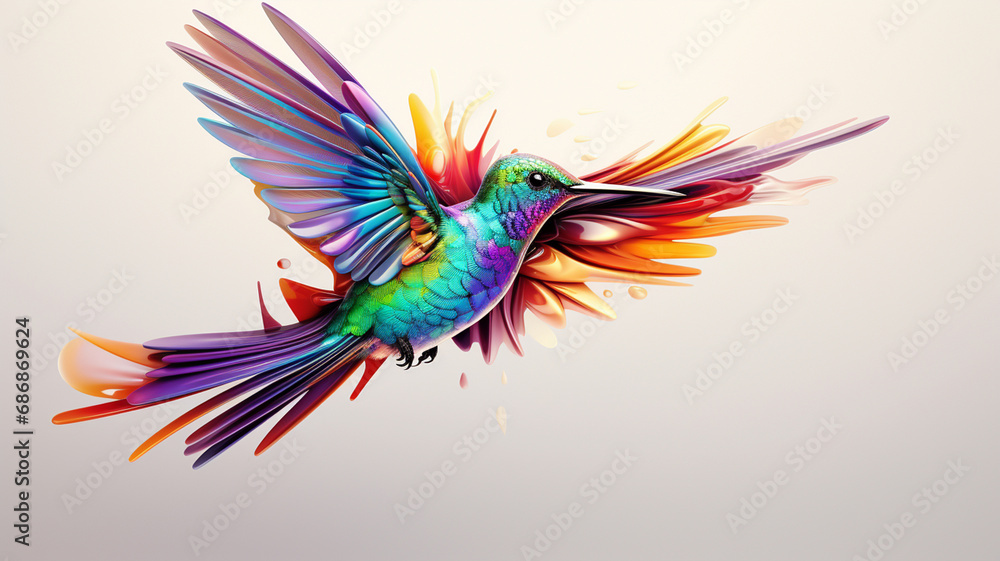 Obraz premium neon colorful bird with bright neon wings
