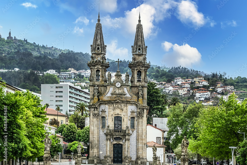 Sao Gualter Church (Igreja de Nossa Senhora da Consolacao e Dos Santos Passos) in the Old City of Guimaraes, Portugal. The church built in XVIII century with Baroque style and Rococo decoration.