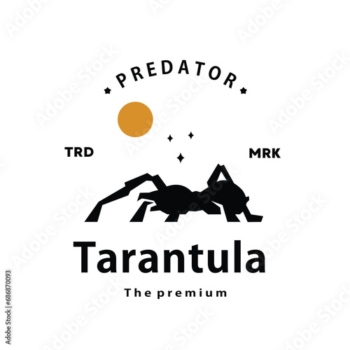 vintage retro hipster tarantula logo vector outline silhouette art icon