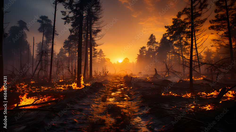 A large forest is on fire (Generative AI) A large forest is on fire (Generative AI)