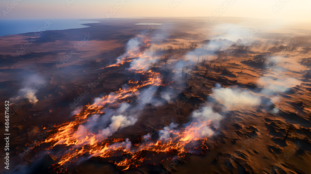 A large forest is on fire (Generative AI) A large forest is on fire (Generative AI)