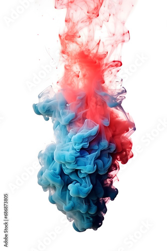 Red and Blue smoke dust flame in a vertical shape