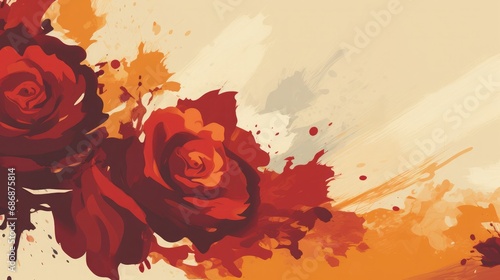 Abstract red flowers Background. Valentines day, Illustration. Generative AI
