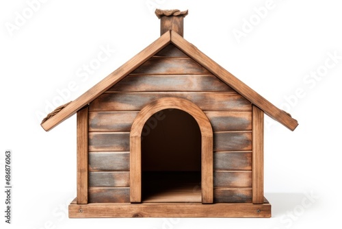 A single doghouse isolated on white background photo