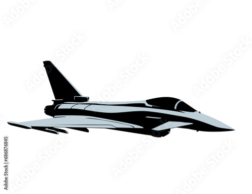 Eurofighter Typhoon fighter jet. A modern supersonic combat aircraft. Stylized image for prints, poster and illustrations. photo