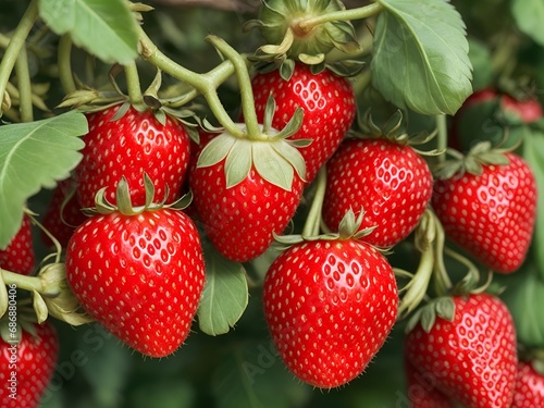 strawberry fruit, ripe juicy strawberries