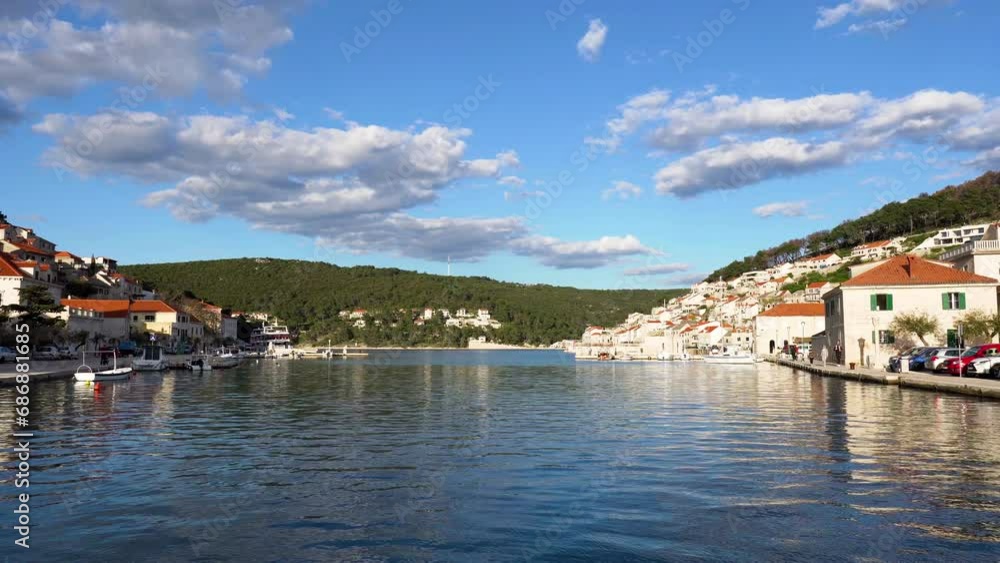 Panorama of Pucisca small city on Island Brac - Croatia. Shoot from the shore. Panorama of Pucisca small city on Island Brac - Croatia. Shoot from the shore.